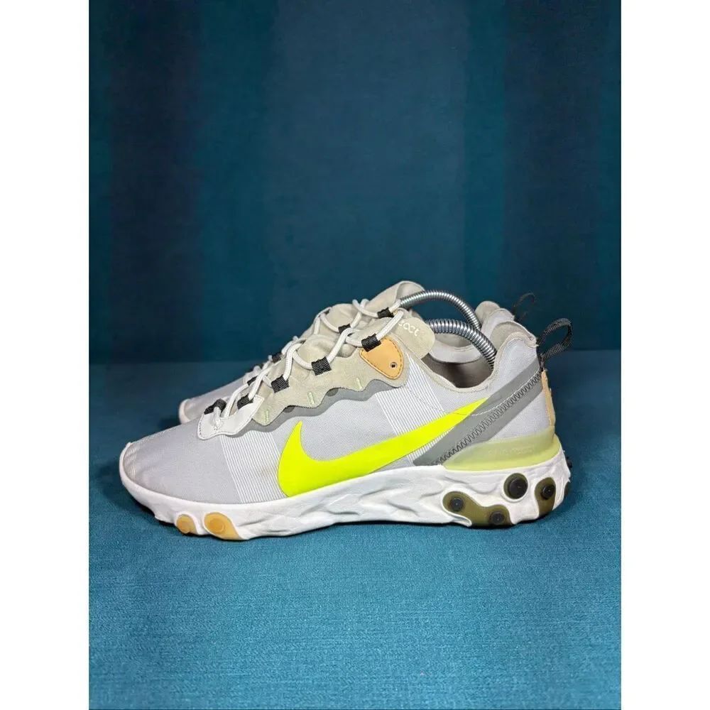 Nike React Element 55 Running Shoes Gray Volt BQ6166-009 Men’s Size 9.5